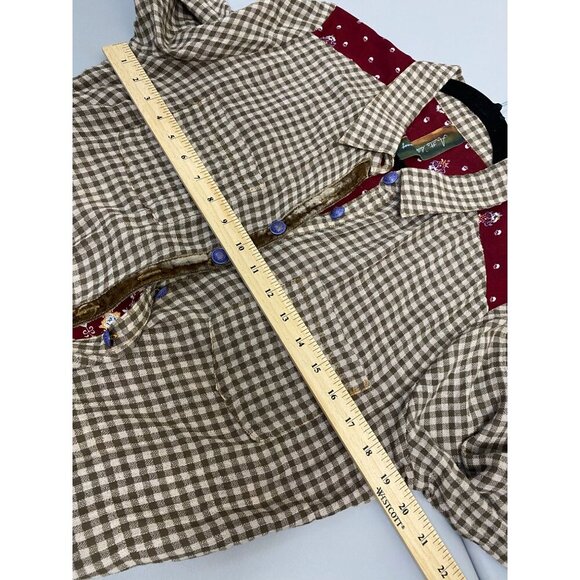 Aratta Silent Journey Anastasia Tunic Embroidered Floral Top Women Medium Plaid - Picture 7 of 16